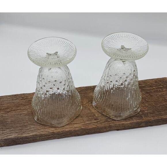 Vintage Set of 2 Jeannette Finlandia Bark Icicle Ice Cream Parfait Goblet Glass - Picture 6 of 6